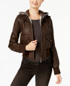 Jou Jou Juniors' Faux-shearling Hooded Jacket, Created For Macy's