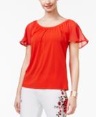 Thalia Sodi Flutter-sleeve Top, Created For Macy's