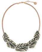 Vince Camuto Rose Gold-tone Large Engraved Acetate Stone Collar Necklace