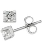 Diamond Square Setting Stud Earrings (1/4 Ct. T.w.) In 14k White Gold