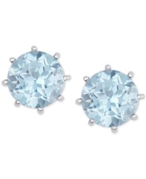 Blue Topaz Crown Stud Earrings (4-3/4 Ct. T.w.) In Sterling Silver