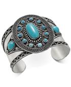 Silver-tone Turquoise-look Cuff Bracelet