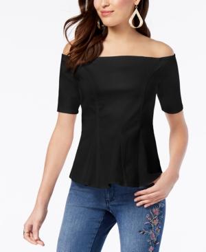 Thalia Sodi Denim Peplum Off-the-shoulder Top, Created For Macy's