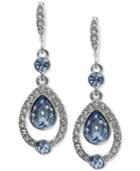 Givenchy Silver-tone Blue Crystal And Pave Drop Earrings
