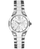 Guess Women's White Silicone And Silver-tone Steel Bracelet Watch 36mm U0556l1