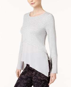 Bar Iii Asymmetrical Mixed-media Top, Created For Macy's