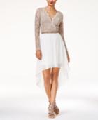 City Studios Juniors' Lace Colorblocked High-low Dress