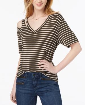 Ultra Flirt Juniors' Striped Cutout T-shirt