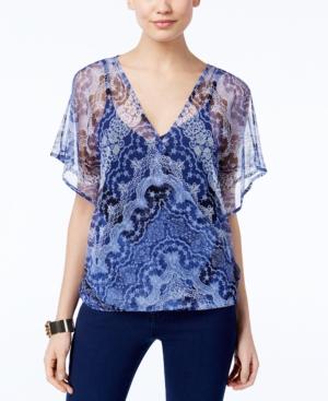 Inc International Concepts Flutter-sleeve Printed Top, Only At Macy's