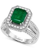 Effy Emerald (2-1/5 Ct. T.w.) And Diamond (1-1/10 Ct. T.w.) Ring In 14k White Gold, Created For Macy's