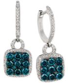 Le Vian Exotics Blue And White Diamond Drop Earrings (1-1/4 Ct. T.w.) In 14k White Gold
