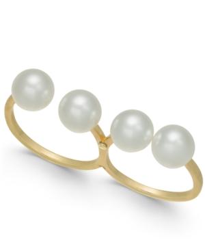 I.n.c. Gold-tone Imitation Pearl Double-finger Ring, Created For Macy's