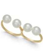I.n.c. Gold-tone Imitation Pearl Double-finger Ring, Created For Macy's