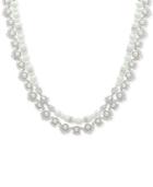 Givenchy Silver-tone Crystal & Imitation Pearl Double Row Collar Necklace