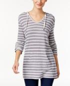 Style & Co. Petite Striped Hooded Top, Only At Macy's