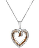 White And Red Diamond Heart Pendant Necklace In 10k White Gold (2/5 Ct. T.w.)