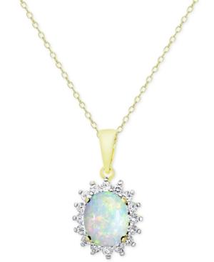 Victoria Townsend Opal (1-1/2 Ct. T.w.) And White Topaz (5/8 Ct. T.w.) Pendant Necklace In 18k Gold-plated Sterling Silver
