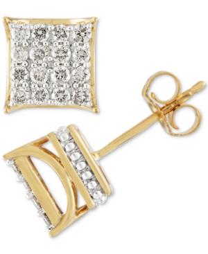Men's Diamond Square Cluster Stud Earrings (1/2 Ct. T.w.)