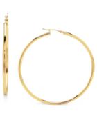 14k Gold Earrings, Large Polished Hoop, 2-1/4 Inches