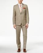 Marc New York By Andrew Marc Men's Slim-fit Tan Plaid Suit