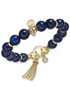 Charter Club Large Round Bead Crystal-enhanced Tassel Charm Stretch Bracelet, Only At Macy's