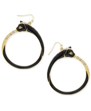 Thalia Sodi Gold-tone Jet Black Panther Pave Hoop Earrings, Only At Macy's