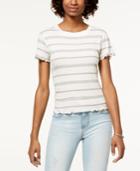 Hippie Rose Juniors' Striped Lettuce-edge T-shirt