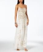 Adrianna Papell Sequined Spaghetti-strap Gown