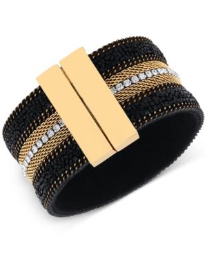 Guess Gold-tone Bead And Crystal Flex Bracelet