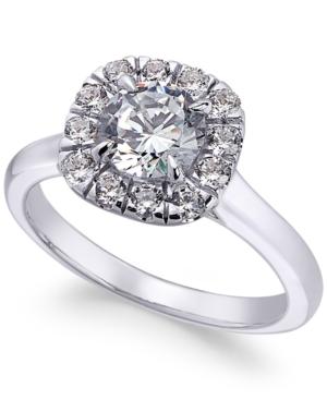 X3 Certified Diamond Halo Engagement Ring (1-3/8 Ct. T.w.) In 18k White Gold, Only At Macy's