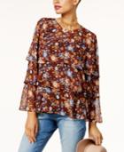Inc International Concepts Floral-print Tiered Blouse, Created For Macy's