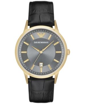 Emporio Armani Men's Renato Black Leather Strap Watch 43mm Ar11049