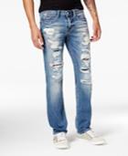Guess Men's Vermont Slim-straight Fit Stretch Destroyed Jeans