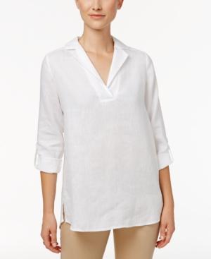 Charter Club Linen Roll-tab Top, Only At Macy's
