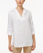 Charter Club Linen Roll-tab Top, Only At Macy's