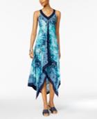 Style & Co Printed Handkerchief-hem Maxi Dress, Only At Macy's