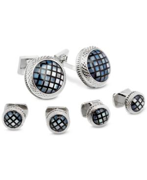 Ike Behar Men's Mosaic Mother Of Pearl Cuff Links & Studs Set