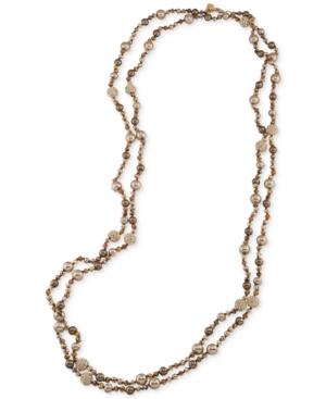 Carolee Gold-tone Pave And Imitation Pearl Beaded Rope Necklace