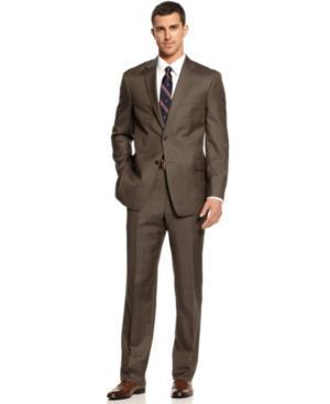 Tommy Hilfiger Suit, Brown Glen Plaid Trim Fit