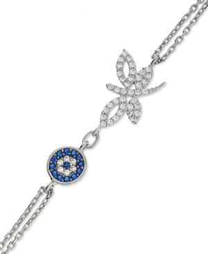 Diamond Bracelet, Sterling Silver Diamond Butterfly And Evil Eye Bracelet (1/4 Ct. T.w.)