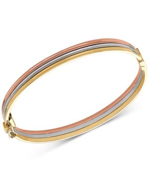 Tricolor Stacked Bangle Bracelet In 14k Gold, White Gold & Rose Gold