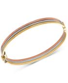 Tricolor Stacked Bangle Bracelet In 14k Gold, White Gold & Rose Gold