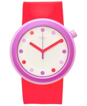 Swatch Unisex Swiss Pop Bright Red Silicone Strap Watch 41mm Pnp100