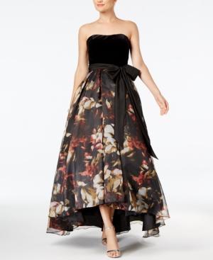 Betsy & Adam Strapless High-low Gown