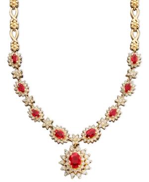 Royalty Inspired By Effy Ruby (4-3/8 Ct. T.w.) And Diamond (1-5/8 Ct. T.w.) Necklace In 14k White Gold