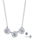 Charter Club Silver-tone Crystal Knot Necklace & Stud Earrings