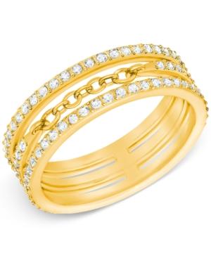 Swarovski Gold-tone Crystal Pave Stack Ring