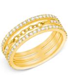 Swarovski Gold-tone Crystal Pave Stack Ring