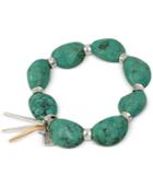 Robert Lee Morris Soho Silver-tone Green Stone Stretch Bracelet