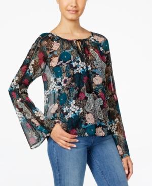 American Rag Juniors' Floral-print Peasant Top, Only At Macy's